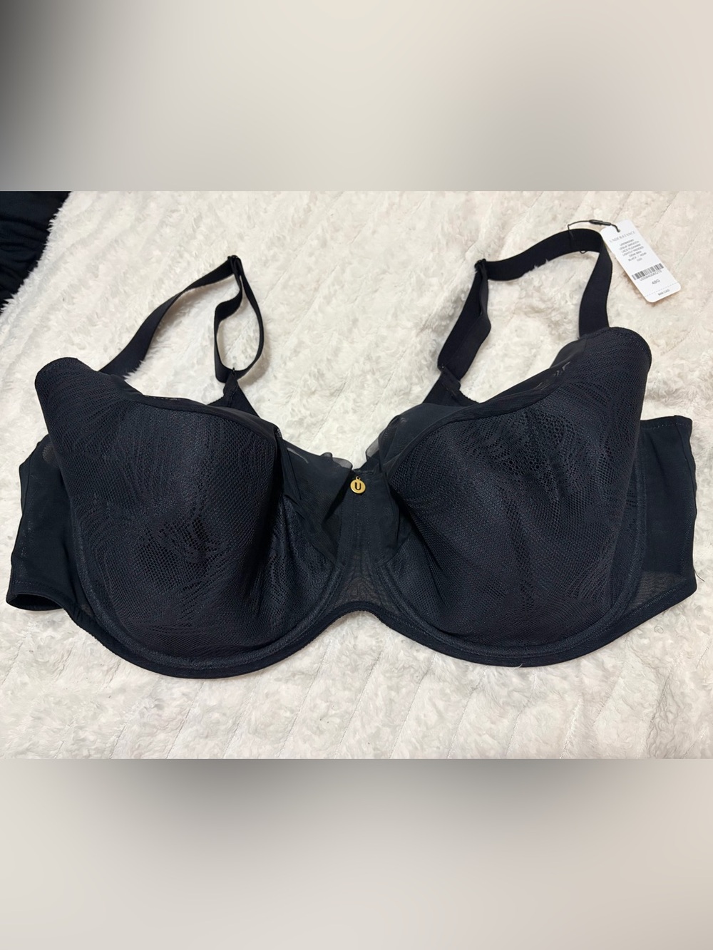 Black Full Coverage Underwire Bra - 48G